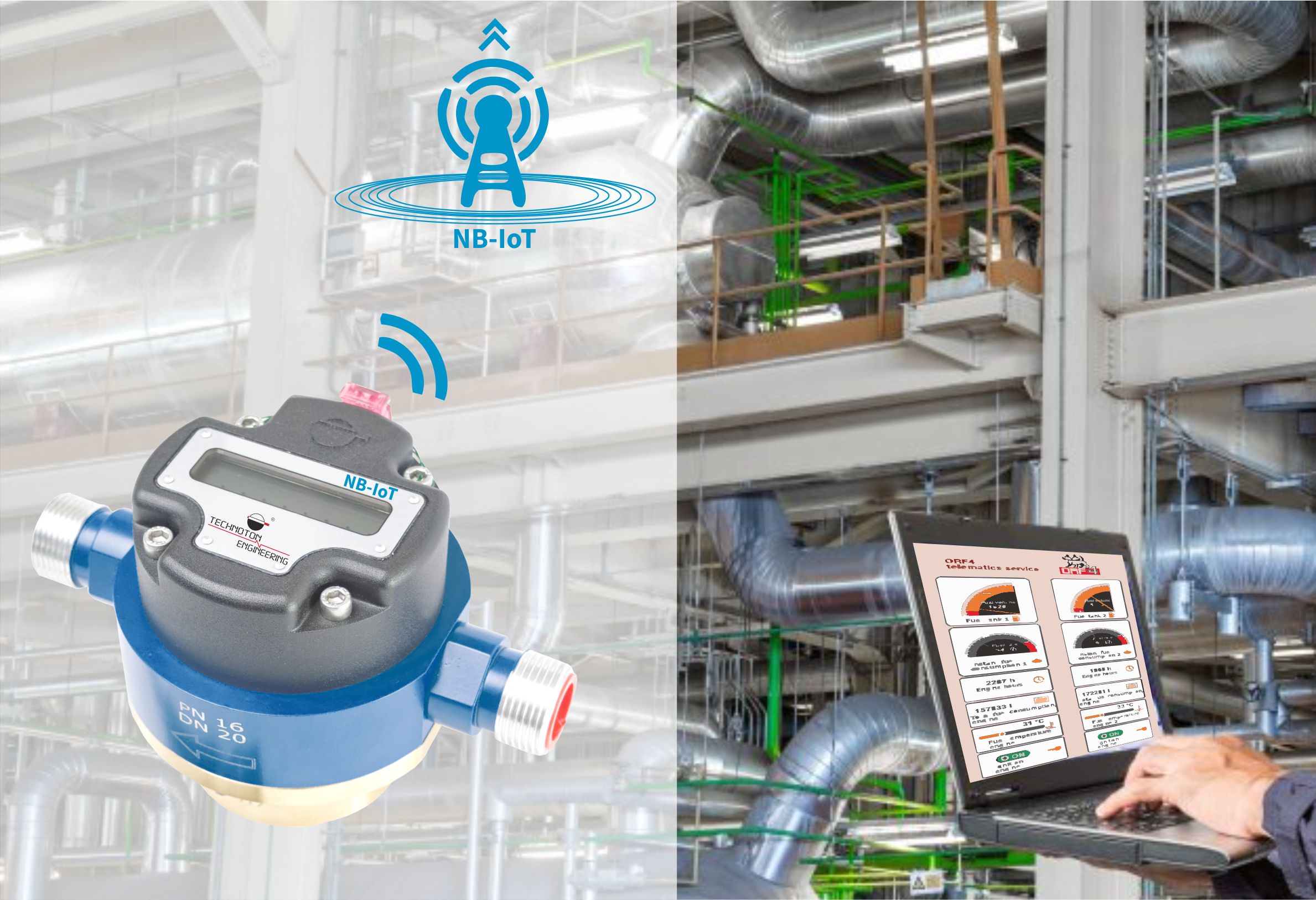 NB-IoT smart water meter. Industrial. By Technoton Engineering